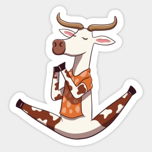 Funny cow doing yoga Sticker